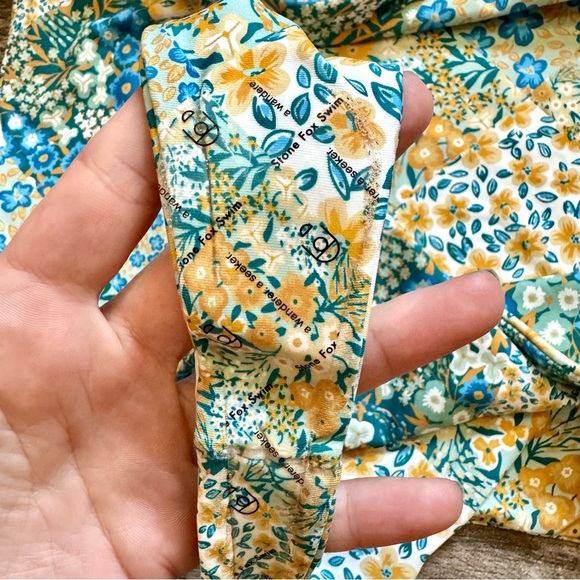 NWT Stone Fox Swim Floral Patchwork High Cut Thong One Piece Bathing Swimsuit XL - Picture 4 of 7